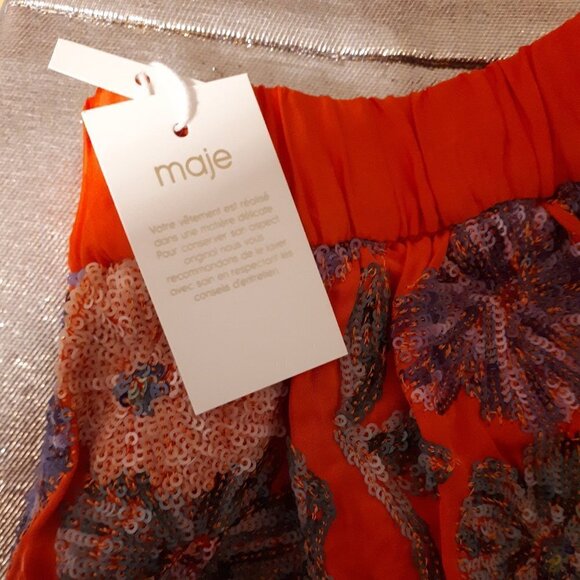 NWT Maje coral multicoloured sequined floral mini shorts, 2 or M - Picture 16 of 16